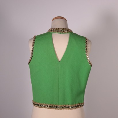 Vintage Green Waistcoat Italy 1970s