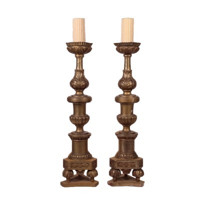 Pair of Torch-Holders Wood Italy 19th Century