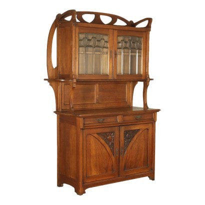 Liberty Cupboard With Extension Walnut Cherry Glass Italy 20th Century