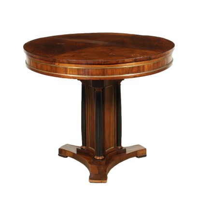 Lombard Empire Table Striped Walnut Pine Italy 19th Century