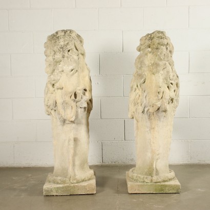 Pair of Stone of Vicenza Lions Italy 19th Century