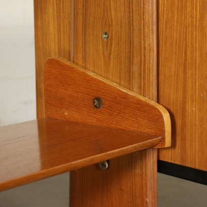 Bookcase Veneered Wood Solid Teak Enamelled Metal Italy 1960s