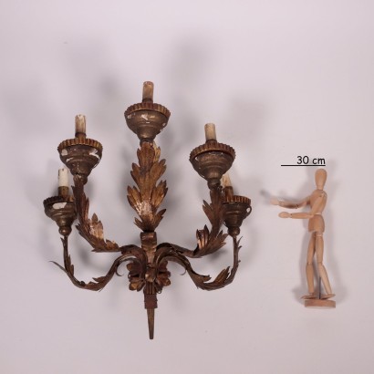 Pair of Wall Lights With 5 Lights Wrought Iron Italy 19th-20th Century