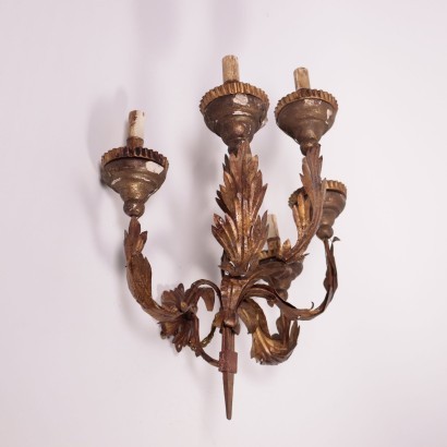 Pair of Wall Lights With 5 Lights Wrought Iron Italy 19th-20th Century