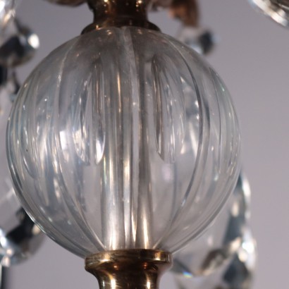 Eight Lights Chandelier Bronze Glass Italy 20th Century
