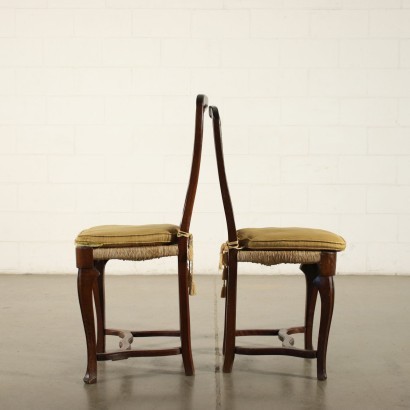 Antik, Stuhl, antike Stühle, antiker Stuhl, antiker italienischer Stuhl, antiker Stuhl, neoklassischer Stuhl, Stuhl aus dem 19. Jahrhundert, Gruppe von sieben Modenesischen Stühlen