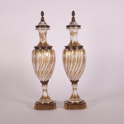 Pair of Sèvres Vases Porcelain Franch 20th Century