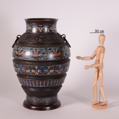 Vase Cloisonné Meiji Bronze Émail - Japon XIX-XX Siècle