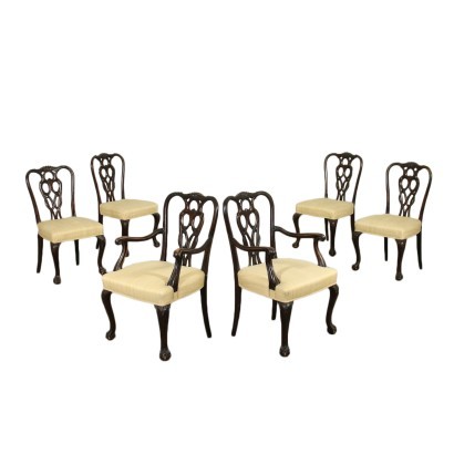 antigüedad, silla, sillas antiguas, silla antigua, silla italiana antigua, silla antigua, silla neoclásica, silla del siglo XIX, Quattro Sede y par de sillones en% 2