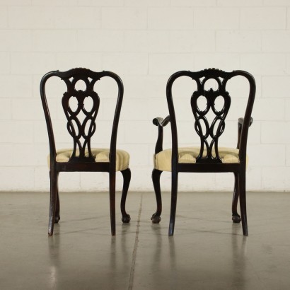 antik, Stuhl, antike Stühle, antiker Stuhl, antiker italienischer Stuhl, antiker Stuhl, neoklassizistischer Stuhl, Stuhl aus dem 19. Jahrhundert, Quattro Sede und Paar Sessel in% 2