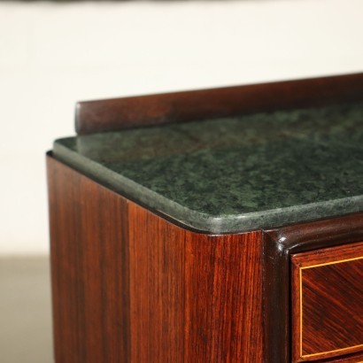 Bedside Tables Veneered Wood Marble Brass Italy 1950s 1960s