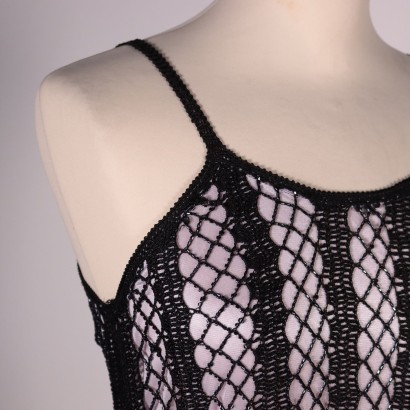 Nico Fontana Black Crochet Dress With Sequins Italy