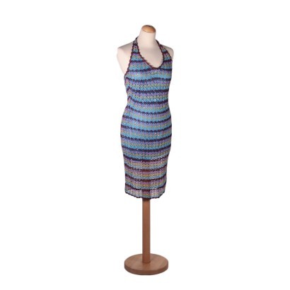 Striped Crochet Dress With Sequins Cotton Polyester Italy