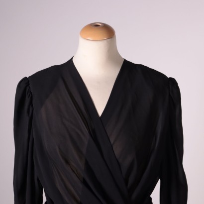 Vintage Black Chiffon Dress Italy 1970s-1980s