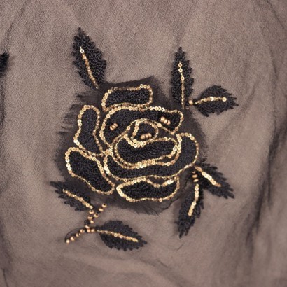 Black and Gold Blouse With Roses Nico Fontana