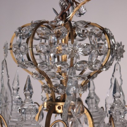 Pair Of Chandeliers Glass Bronze Italy Late 19th Century