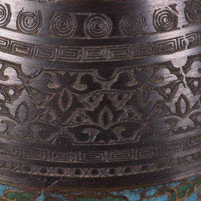 Pair of Cloisonnè Vases Bronze Enamel Japan 19th-20thth Century