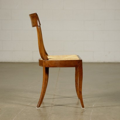 Antik, Stuhl, antike Stühle, antiker Stuhl, antiker italienischer Stuhl, antiker Stuhl, neoklassischer Stuhl, Stuhl aus dem 19. Jahrhundert, Gruppe von vier Empire-Stühlen