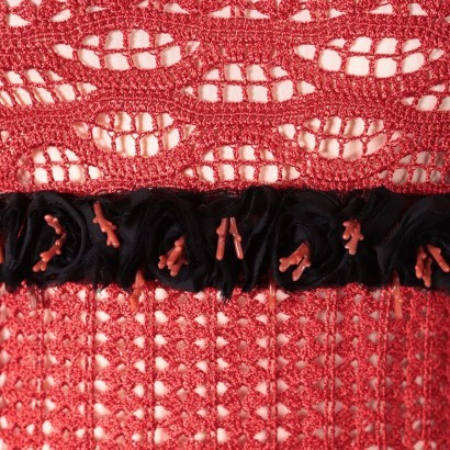 Robe en Crochet Rouge avec Roses Nico Fontana Coton Italie Milan