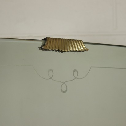 Dresser Burl Veneer Brass Back-Treated Glass Mirror Italy 1950s
