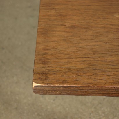 Coffee Table Veneered Wood Chromed Metal 1960s