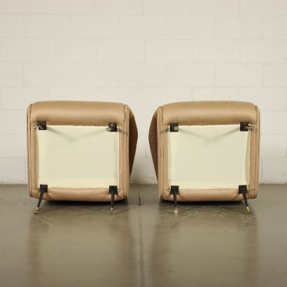 Pair Of Armchairs Foam Leatherette Italy 1950s 1960s