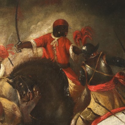 Battle Scene Oil On Canvas 17th 18th Century