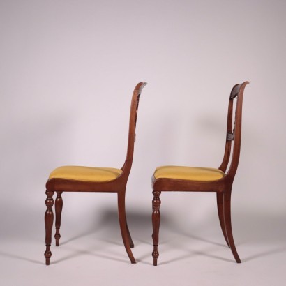 Pair of Louis Philippe Chairs Walnut Italy 19th Century