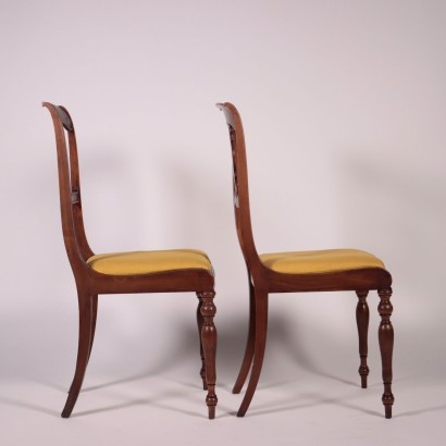 Pair of Louis Philippe Chairs Walnut Italy 19th Century