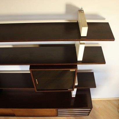 Bookcase Amma Lacquered Wood Brass Turin Italy 1960s