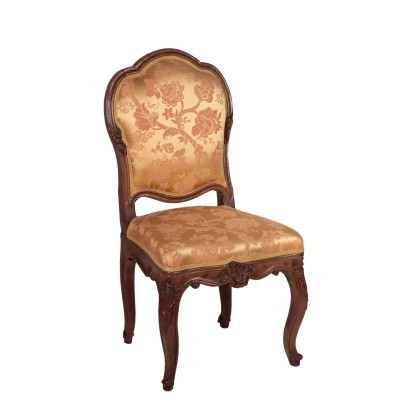 Barocchetto Lombard Chair Walnut Padded Italy 20th Century
