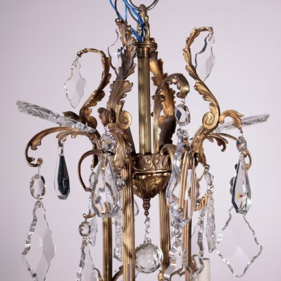 12-Flammiger Kroneleuchter, Bronze, Glas, Italien, XX Jhd.