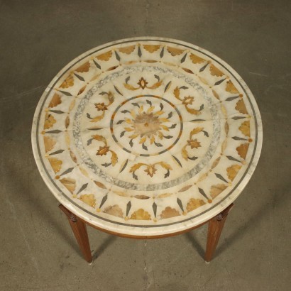 Style Tisch, Nussbaum, Olivenholz, Alabaster, Italien, '900.