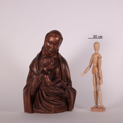 arte, arte italiano, pintura italiana antigua, escultura de madera de la Virgen con el niño