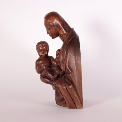 arte, arte italiano, pintura italiana antigua, escultura de madera de la Virgen con el niño