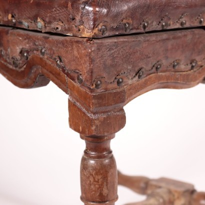 Chaise Baroque Cuir Noyer Italie '690-'700