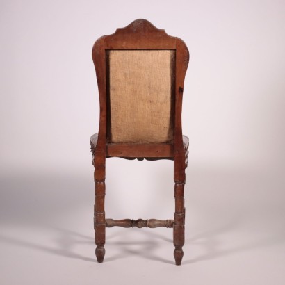 Baroque Chair Walnut Leather Italy 17th-18th Century