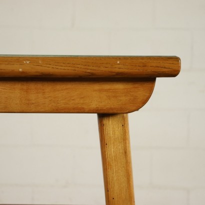 Small Table Beech Back-Treated Glass Italy 1950s