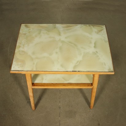 Small Table Beech Back-Treated Glass Italy 1950s