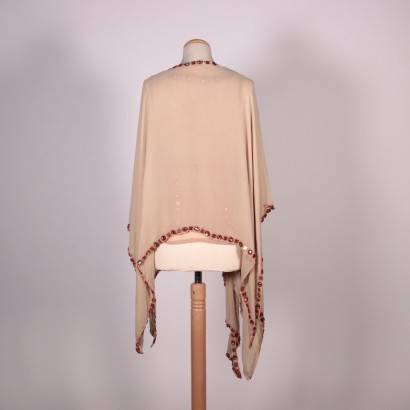 Nico Fontana Beige Top With Stole Silk Sequins Italy