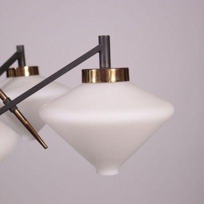 Lamp Opaline Glass Metal Brass Italy 1950s 1960s