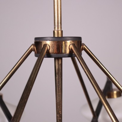 Lamp Opaline Glass Metal Brass Italy 1950s 1960s