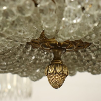 Chandelier With 6 Lights Glass Italy 20th Century