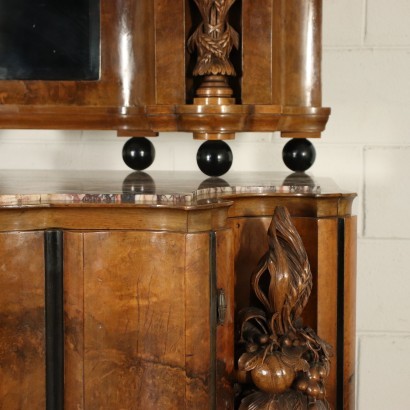 Liberty Cupboard Walnut Marble Mirror Italy 20th Century