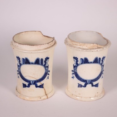 Antik, Vase, antike Vase, antike Vase, antike italienische Vase, antike Vase, neoklassizistische Vase, Vase des 19. Jahrhunderts, Gruppe von Majolika-Keramikgläsern
