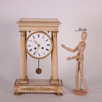 Temple Shaped Clock Marble Gilded Bronze France 19th Century