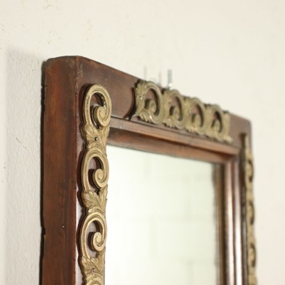 Revival Mirror Bronze Mahogany Italy 20th Century
