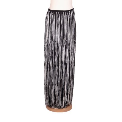falda con flecos, falda, nico fontana, segunda mano, moda sostenible, falda blanco y negro Nico Fontana