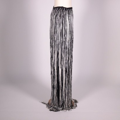 falda con flecos, falda, nico fontana, segunda mano, moda sostenible, falda blanco y negro Nico Fontana