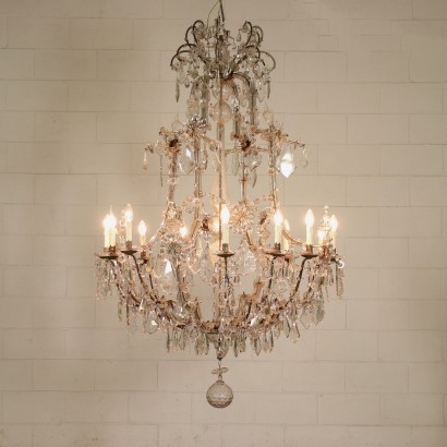 Chandelier Maria Theresa Iron Bronze Glass Italy Late 18th Century